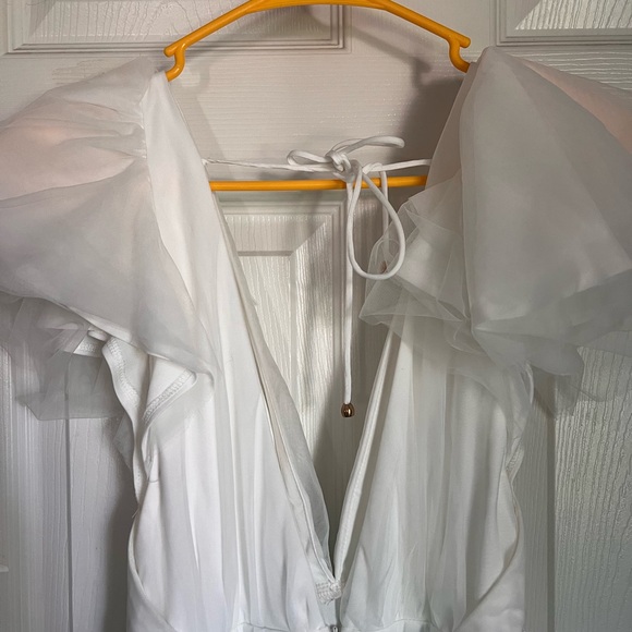 Selfie‎ Leslie White Dress with Blue Accent - Picture 4 of 5